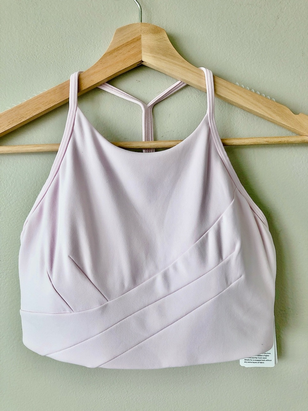Lululemon Flow Y Wrap Front high neck bra Pale Pink sport bra